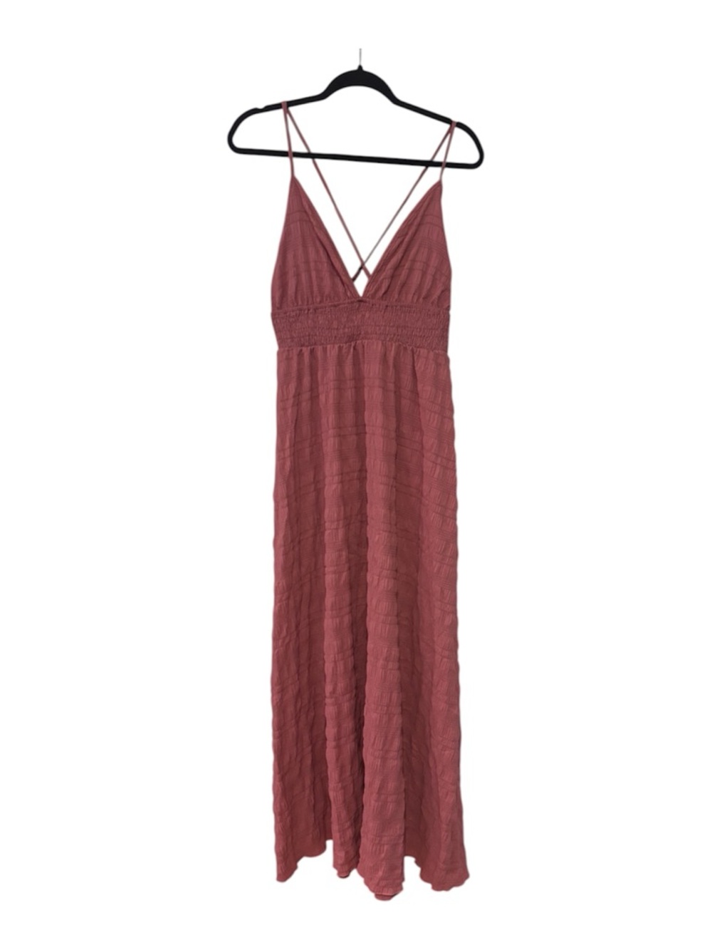 SHEIN Mauve Dusty Rose Crisscross Strap Maxi Dress
